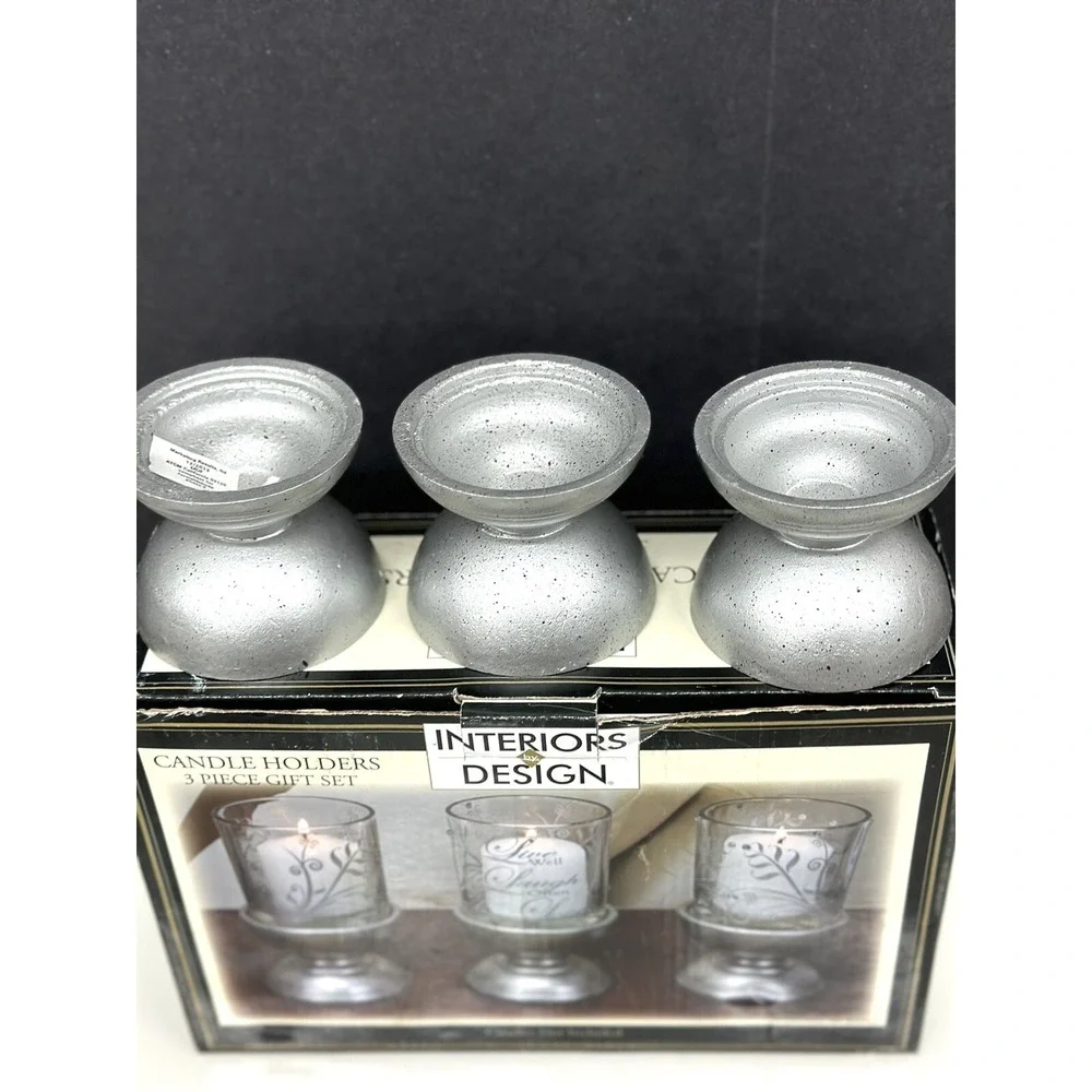 Candle Holders 3 La piece LIVE LAUGH LOVE Gift Set Interiors by Design 2013